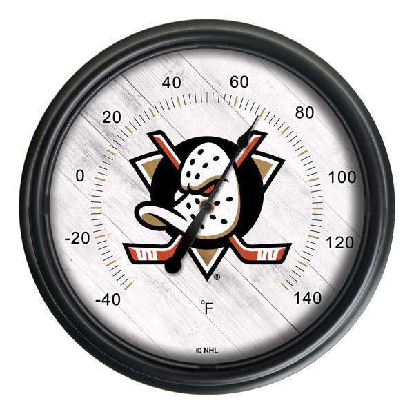 Anaheim Ducks Indoor and Outdoor LED Thermometer - Black - UV Resistant ABS Plastic - 14" Diameter 