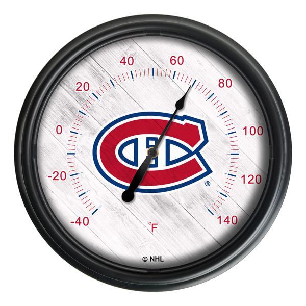 Montreal Canadiens Indoor and Outdoor LED Thermometer - Black - UV Resistant ABS Plastic - 14" Diameter 