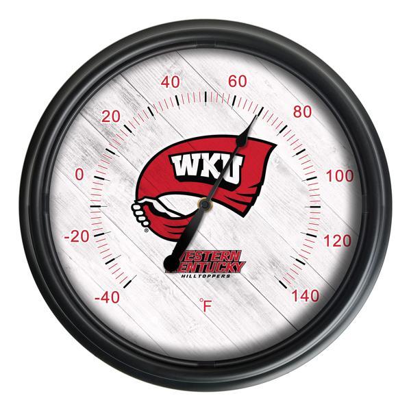 Western Kentucky University Indoor and Outdoor LED Thermometer - Black - UV Resistant ABS Plastic - 14" Diameter 