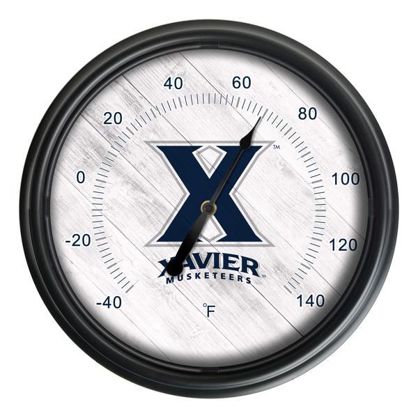 Xavier Indoor and Outdoor LED Thermometer - Black - UV Resistant ABS Plastic - 14" Diameter 