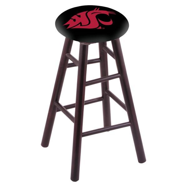 Washington State University 24" Counter Stool - Official Logo - Solid Wood - Commercial Grade Marine Vinyl 