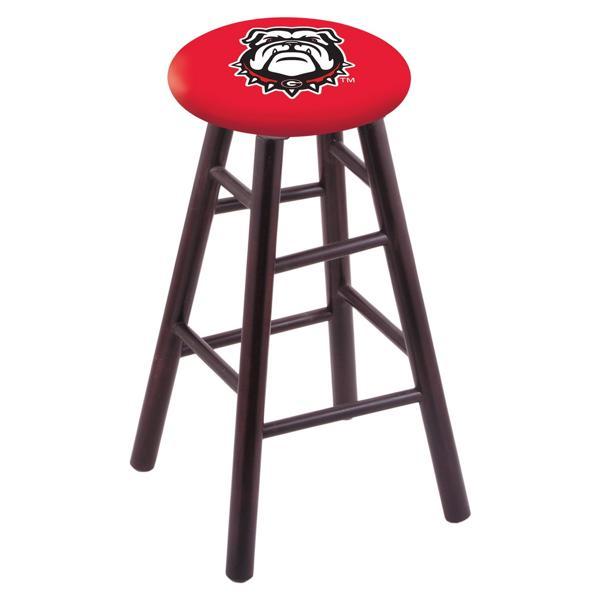 University of Georgia "Bulldog" Logo 3 24" Counter Stool - Official Logo - Solid Wood - Commercial Grade Marine Vinyl 