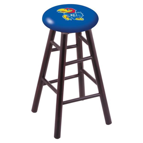 University of Kansas 24" Counter Stool - Official Logo - Solid Wood - Commercial Grade Marine Vinyl 