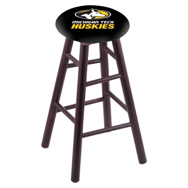 Michigan Tech University 24" Counter Stool - Official Logo - Solid Wood - Commercial Grade Marine Vinyl 