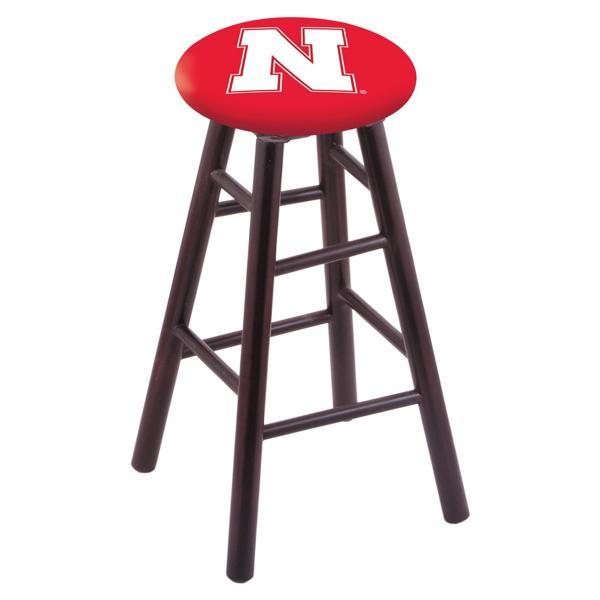 University of Nebraska 24" Counter Stool - Official Logo - Solid Wood - Commercial Grade Marine Vinyl 