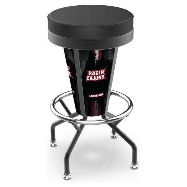 University of Louisiana at Lafayette 30" Lighted Swivel Bar Stool - Black Vinyl - Commercial Grade Steel Frame 