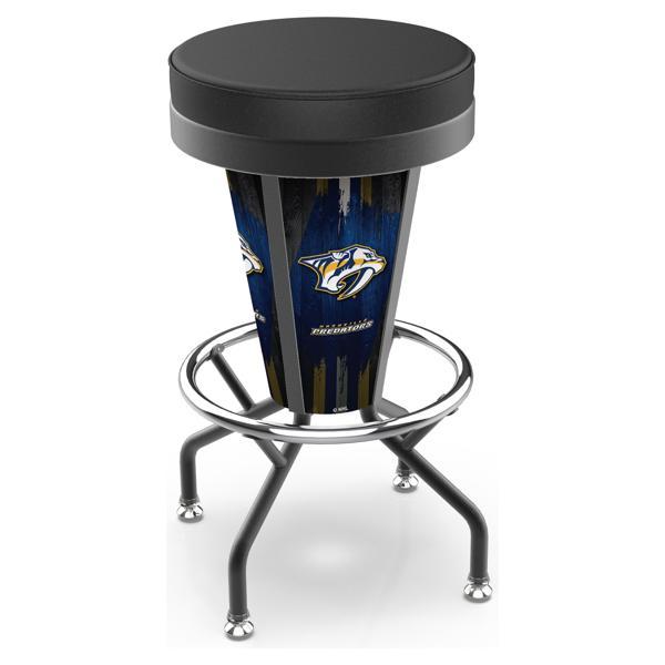 Nashville Predators 30" Lighted Swivel Bar Stool - Black Vinyl - Commercial Grade Steel Frame 