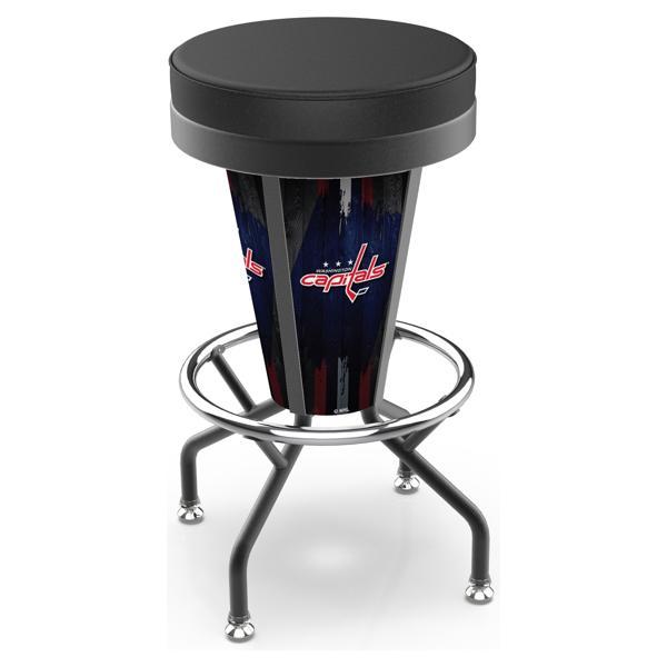 Washington Capitals 30" Lighted Swivel Bar Stool - Black Vinyl - Commercial Grade Steel Frame 