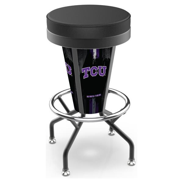 TCU 30" Lighted Swivel Bar Stool - Black Vinyl - Commercial Grade Steel Frame 