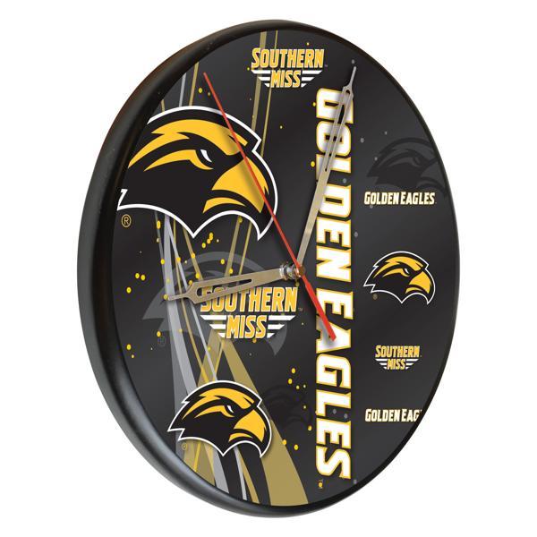 University of Southern Mississippi 13" Solid Wood Clock - Black - Officially Licensed - Made in USA 