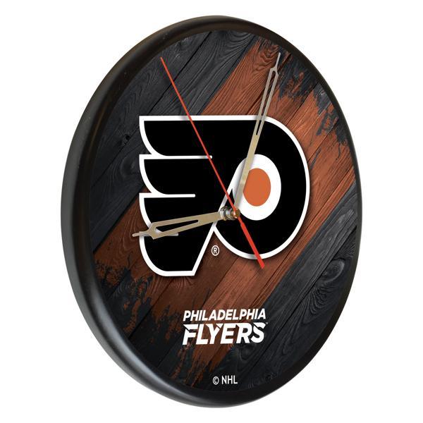 Philadelphia Flyers 13" Solid Wood Clock - Black - Officially Licensed - Made in USA - Logo 2 