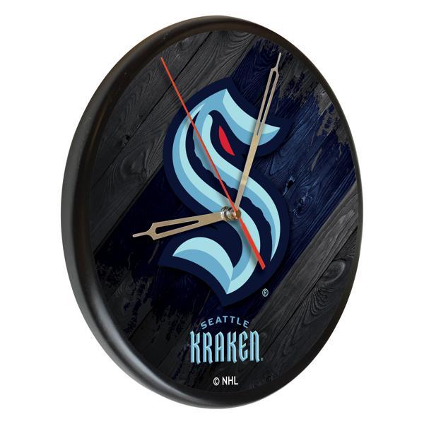 Seattle Kraken 13" Solid Wood Clock - Black - Officially Licensed - Made in USA 