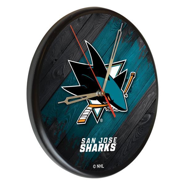 San Jose Sharks 13" Solid Wood Clock - Black - Officially Licensed - Made in USA 