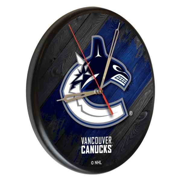 Vancouver Canucks 13" Solid Wood Clock - Black - Officially Licensed - Made in USA 
