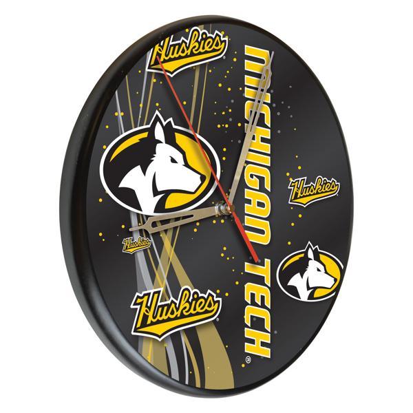 Michigan Tech University 13" Solid Wood Clock - Black - Officially Licensed - Made in USA 