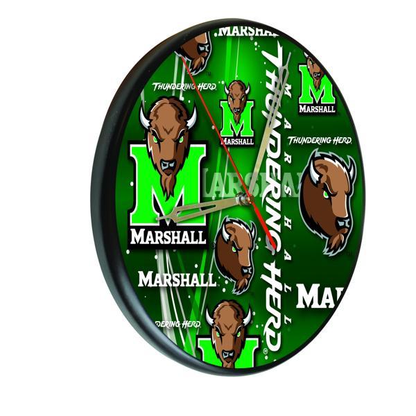 Marshall University 13" Solid Wood Clock - Black - Officially Licensed - Made in USA 