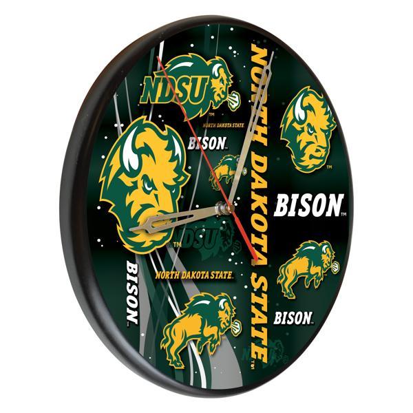 North Dakota State University 13" Solid Wood Clock - Black - Officially Licensed - Made in USA - Logo 3 