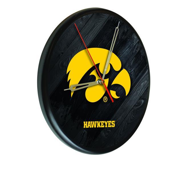 University of Iowa 13" Solid Wood Clock - Black - Officially Licensed - Made in USA 