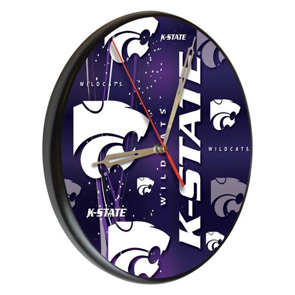 Kansas State University 13" Solid Wood Clock - Black - Officially Licensed - Made in USA 