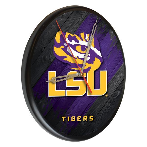 Louisiana State University 13" Solid Wood Clock - Black - Officially Licensed - Made in USA 