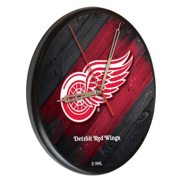 Detroit Red Wings 13" Solid Wood Clock - Black - Officially Licensed - Made in USA 