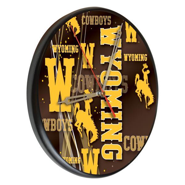 University of Wyoming 13" Solid Wood Clock - Black - Officially Licensed - Made in USA 