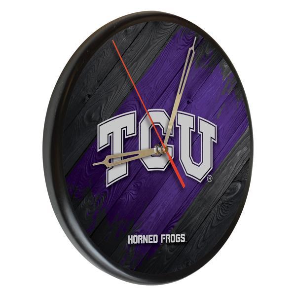 Texas Christian University 13" Solid Wood Clock - Black - Officially Licensed - Made in USA 