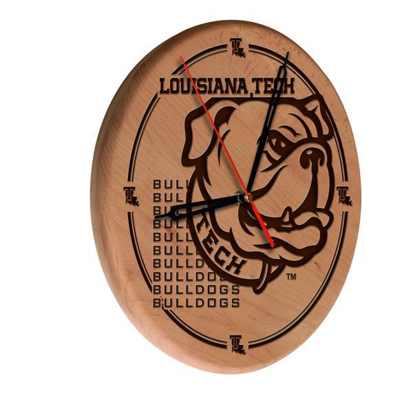 Louisiana Tech University Laser Engraved 13" Wood Clock - Natural - Officially Licensed - Made in USA 