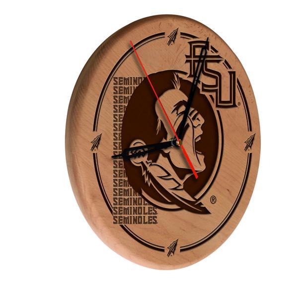 Florida State Laser Engraved 13" Wood Clock - Natural - Officially Licensed - Made in USA - Logo 1 