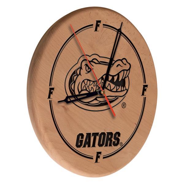 University of Florida Laser Engraved 13" Wood Clock - Natural - Officially Licensed - Made in USA 