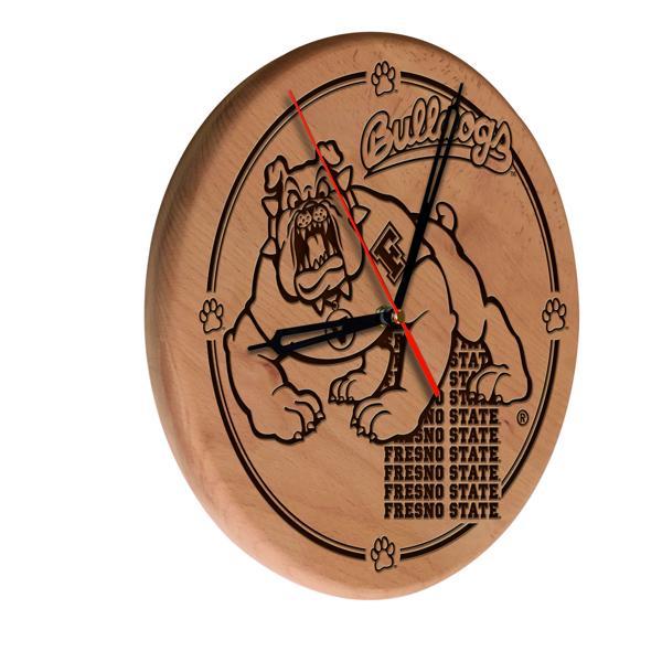 Fresno State University Laser Engraved 13" Wood Clock - Natural - Officially Licensed - Made in USA 