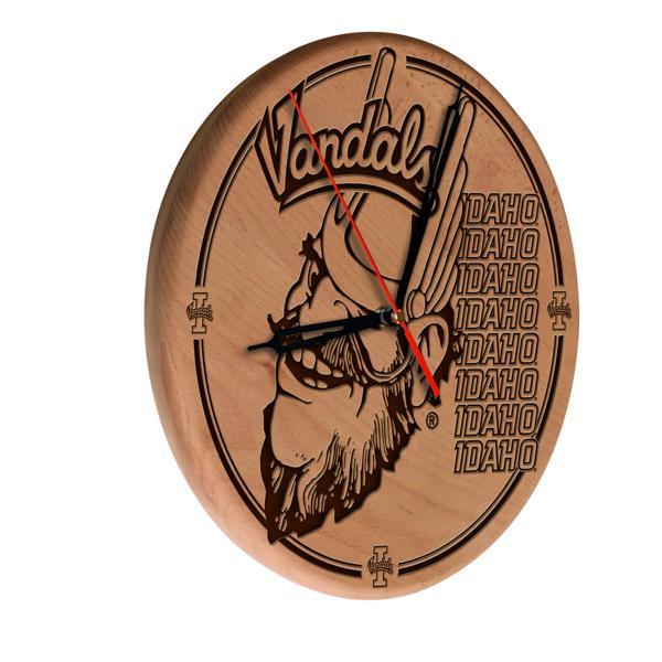 University of Idaho Laser Engraved 13" Wood Clock - Natural - Officially Licensed - Made in USA 