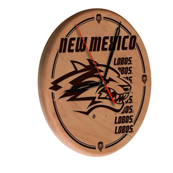 University of New Mexico Laser Engraved 13" Wood Clock - Natural - Officially Licensed - Made in USA 