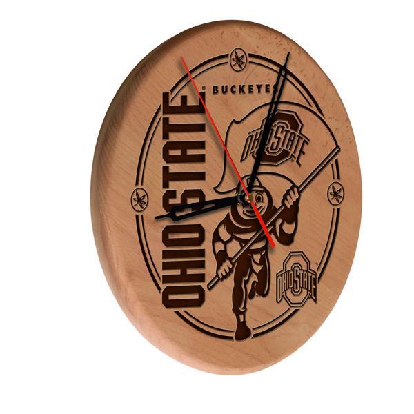 Ohio State University Laser Engraved 13" Wood Clock - Natural - Officially Licensed - Made in USA 