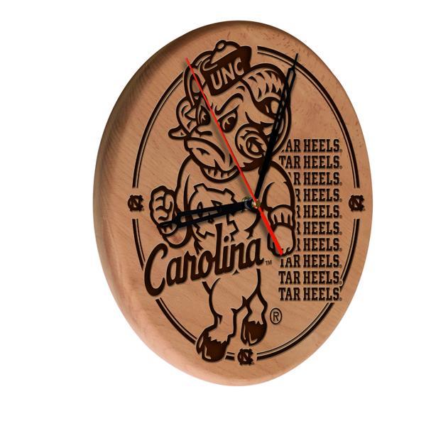 University of North Carolina Laser Engraved 13" Wood Clock - Natural - Officially Licensed - Made in USA 