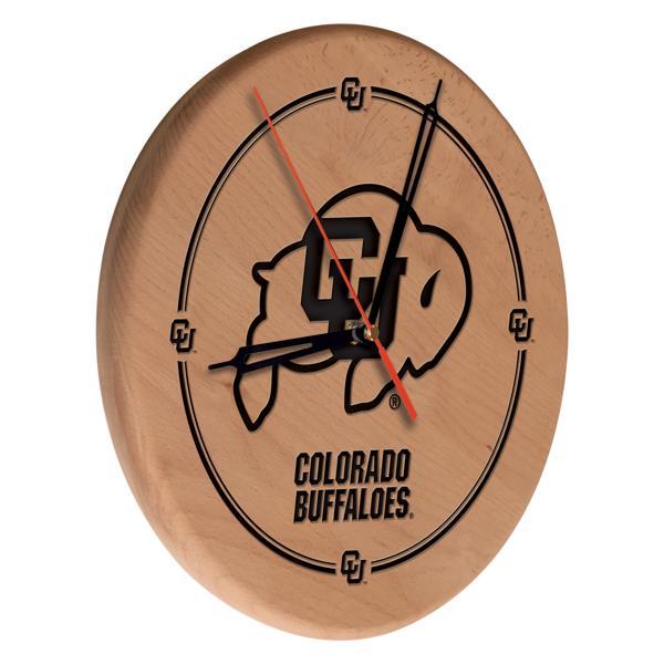 University of Colorado Laser Engraved 13" Wood Clock - Natural - Officially Licensed - Made in USA 