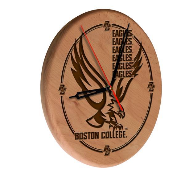 Boston College Laser Engraved 13" Wood Clock - Natural - Officially Licensed - Made in USA 