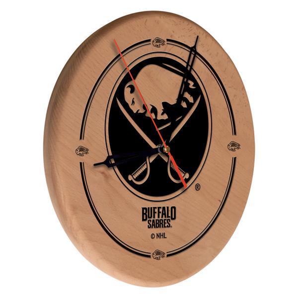 Buffalo Sabres Laser Engraved 13" Wood Clock - Natural - Officially Licensed - Made in USA 