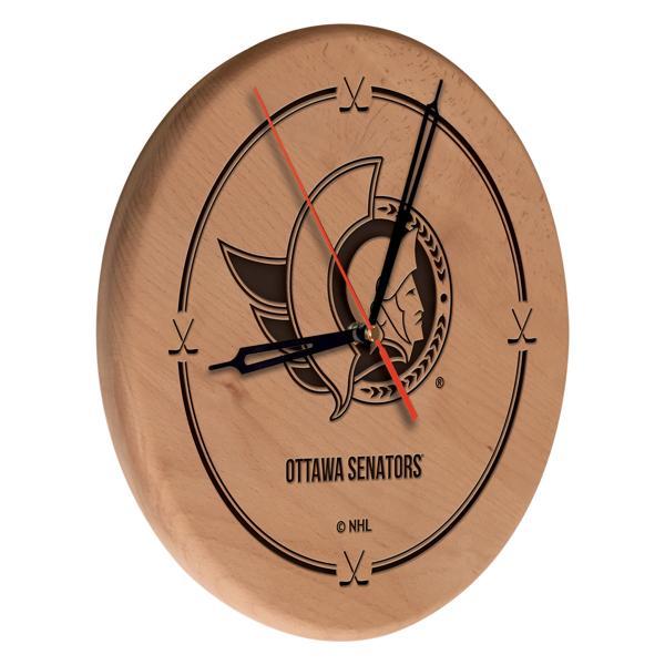 Ottawa Senators Laser Engraved 13" Wood Clock - Natural - Officially Licensed - Made in USA 