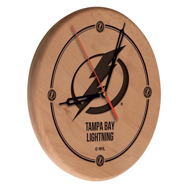 Tampa Bay Lightning Laser Engraved 13" Wood Clock - Natural - Officially Licensed - Made in USA 