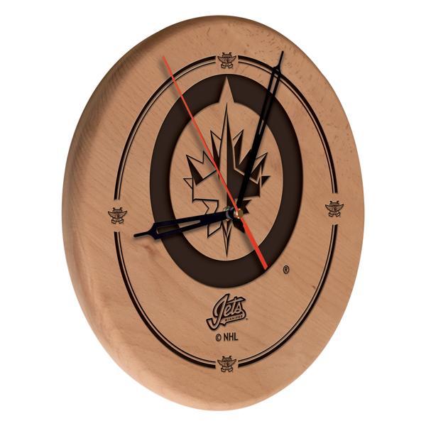 Winnipeg Jets Laser Engraved 13" Wood Clock - Natural - Officially Licensed - Made in USA 
