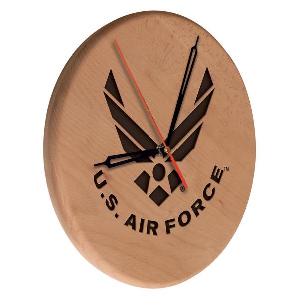 United States Air Force Laser Engraved 13" Wood Clock - Natural - Officially Licensed - Made in USA 