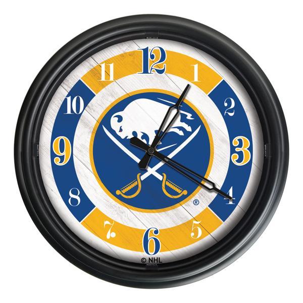 Buffalo Sabres Indoor and Outdoor 14" LED Wall Clock - Black - UV Resistant ABS Plastic 