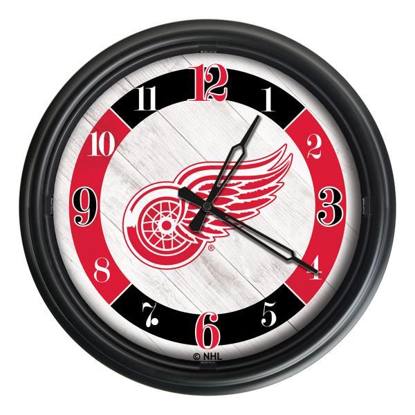 Detroit Red Wings Indoor and Outdoor 14" LED Wall Clock - Black - UV Resistant ABS Plastic 