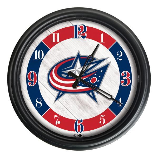 Columbus Blue Jackets Indoor and Outdoor 14" LED Wall Clock - Black - UV Resistant ABS Plastic 