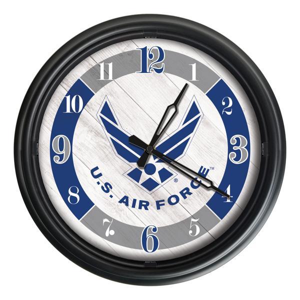 United States Air Force Indoor and Outdoor 14" LED Wall Clock - Black - UV Resistant ABS Plastic 
