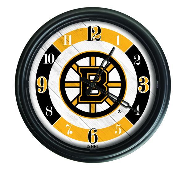 Boston Bruins Indoor and Outdoor 14" LED Wall Clock - Black - UV Resistant ABS Plastic 