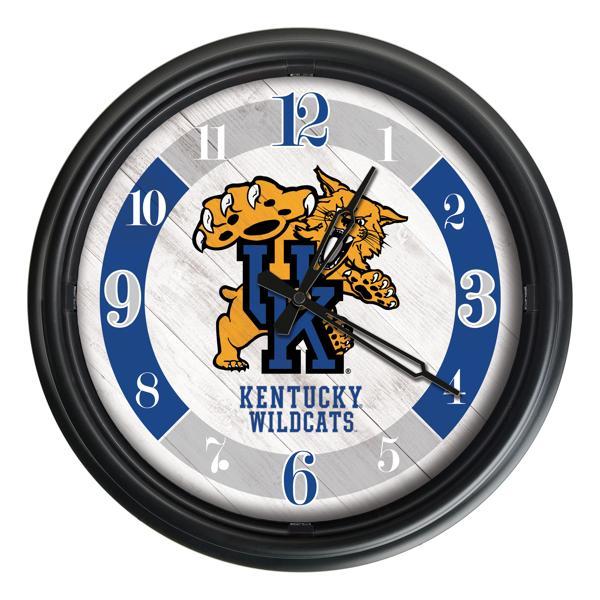 University of Kentucky Cat Indoor and Outdoor 14" LED Wall Clock - Black - UV Resistant ABS Plastic - Logo 3 