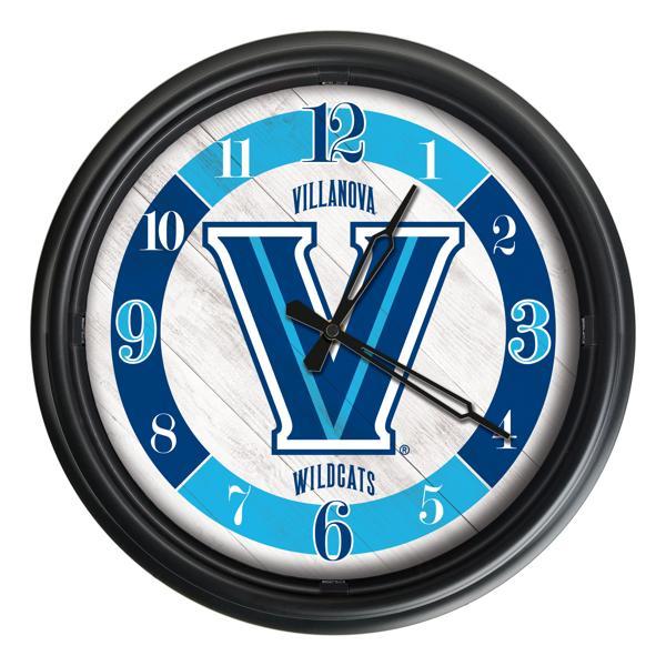 Villanova University Indoor and Outdoor 14" LED Wall Clock - Black - UV Resistant ABS Plastic 