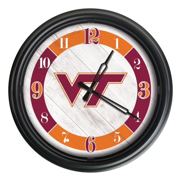Virginia Tech University Indoor and Outdoor 14" LED Wall Clock - Black - UV Resistant ABS Plastic 